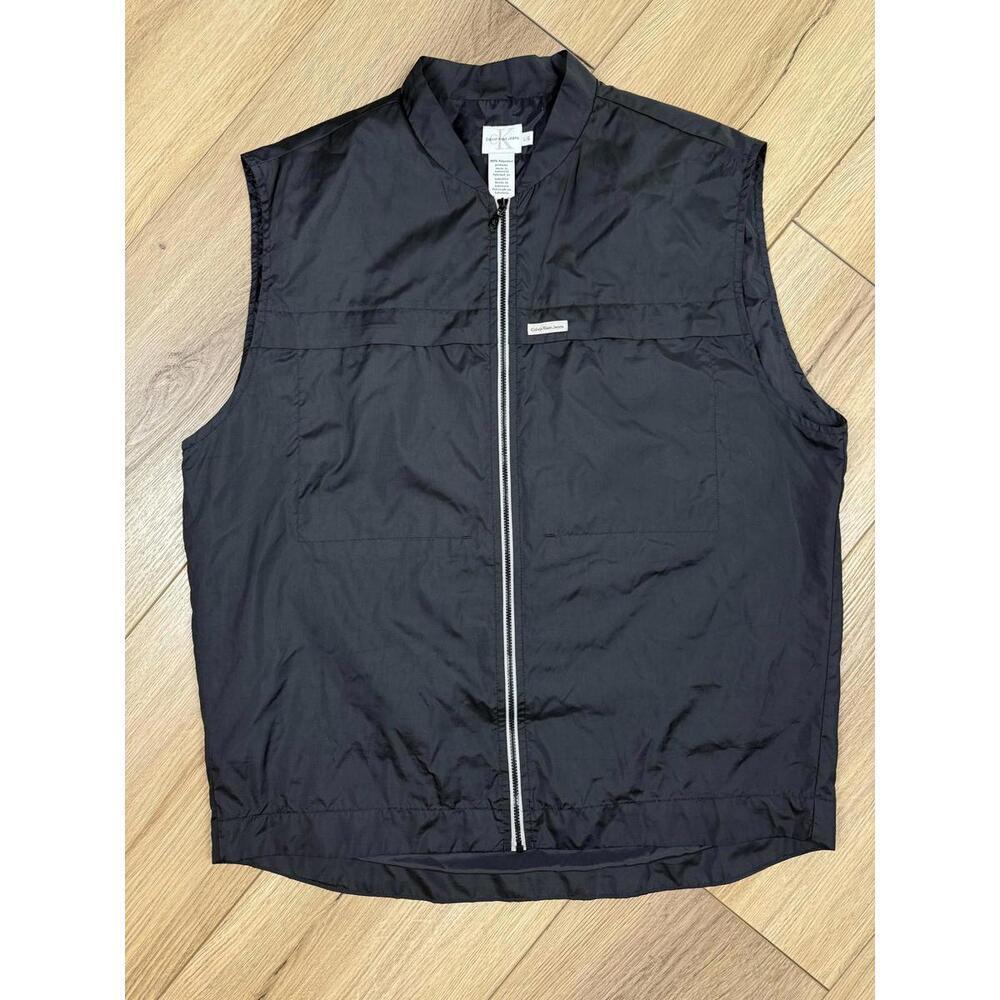 Calvin Klein Jeans Vest Mens Large Black Lightweight Full Zip Windbreaker